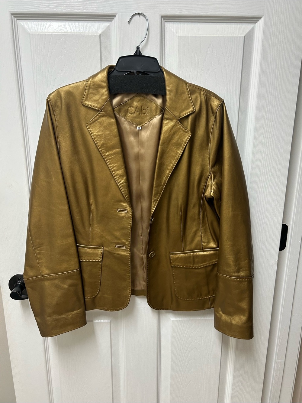 Cabi Womens Bronze Faux Leather Blazer Jacket